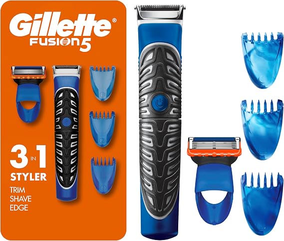 Gillette Styler: Beard Trimmer, Men's Razor & Edger, All Purpose Styler, All-in-one Tool, Shave, Trim & Edge, Waterproof, Fusion Razors for Men / Styler, with 3 Comb Attachments