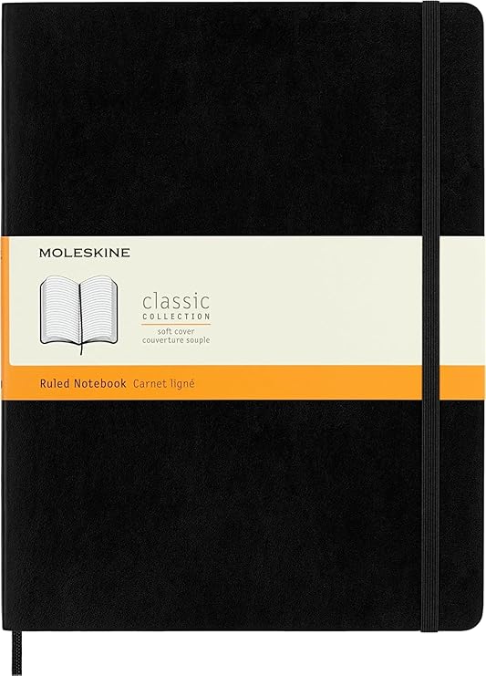 Moleskine Striped Black Notebook XL Size Soft Cover