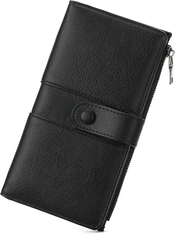 GOIACII Leather Womens Wallet RFID Slim Card Holder Wallets Black