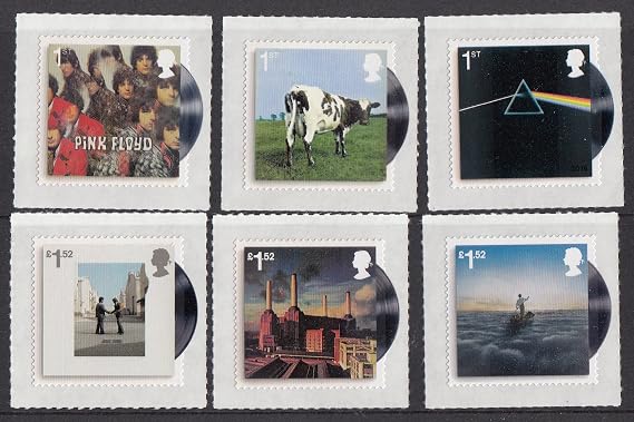 Royal Mail Six Album Covers Stamp Set Collectible Postage Stamps Made for Pink Floyd