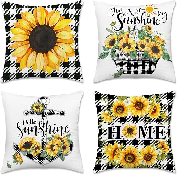 pinata Throw Pillow Covers 16x16, Sunflower Decor, Outdoor Pillow Covers