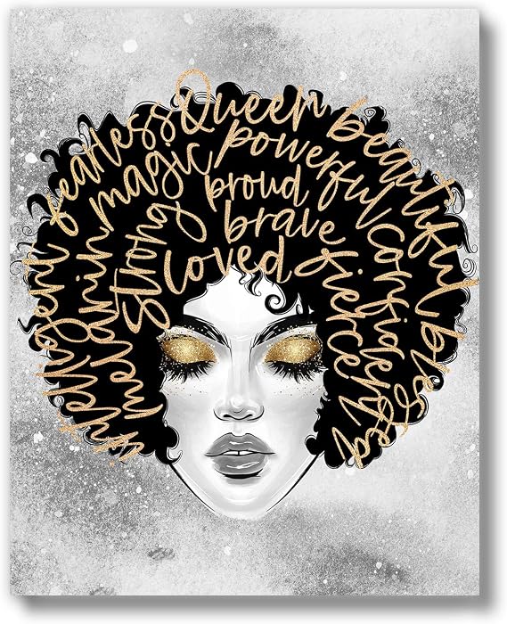Brooke & Vine African American Black Woman Wall Decor Art Prints (UNFRAMED 8 x 10) Gift for Women Teen Girl Room Inspirational Posters - Home, Office, Bedroom, Dorm or Cubicle (Afro Hair Empowerment)