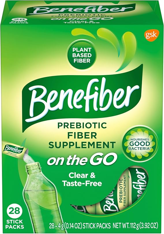 Benefiber Prebiotic Fiber Supplement Powder, Unflavored, 28 Stick Packs