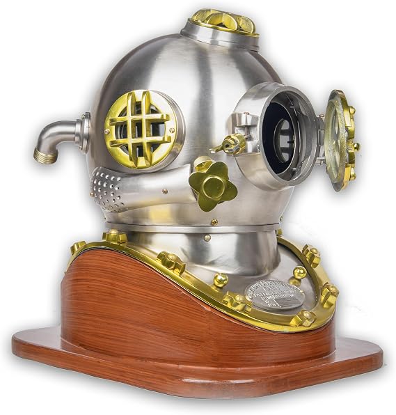 Antique Diving Helmet Galvanized Iron+Glass Diving Helmet, Underwater Helmet, Brass Diver, Scuba Helmet, US Divers Scuba Diving Equipment