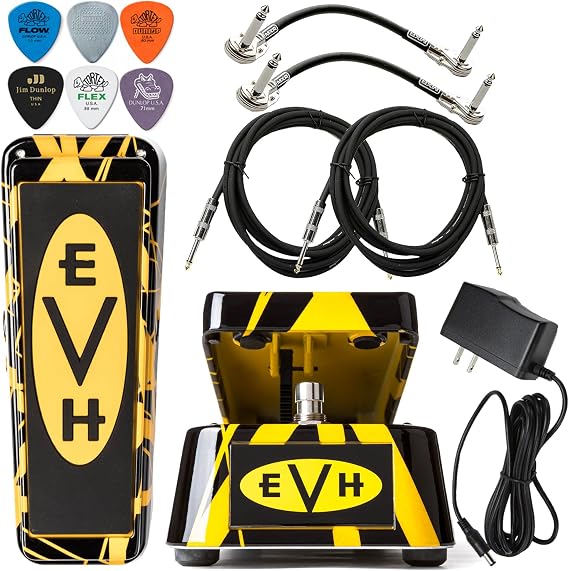 Dunlop Cry Baby EVH95 EVH Signature Wah Effects Pedal with Tonebird 1500mA Power Supply, Instrument Cable, Dunlop picks, MXR Patch Bundle