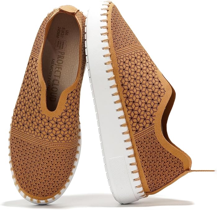 Project Cloud Platform Sneakers for Women - Leather Insole Loafers for Women with Memory Foam - Casual Slip On Womens Loafers with Flexible Outsole (Aster)