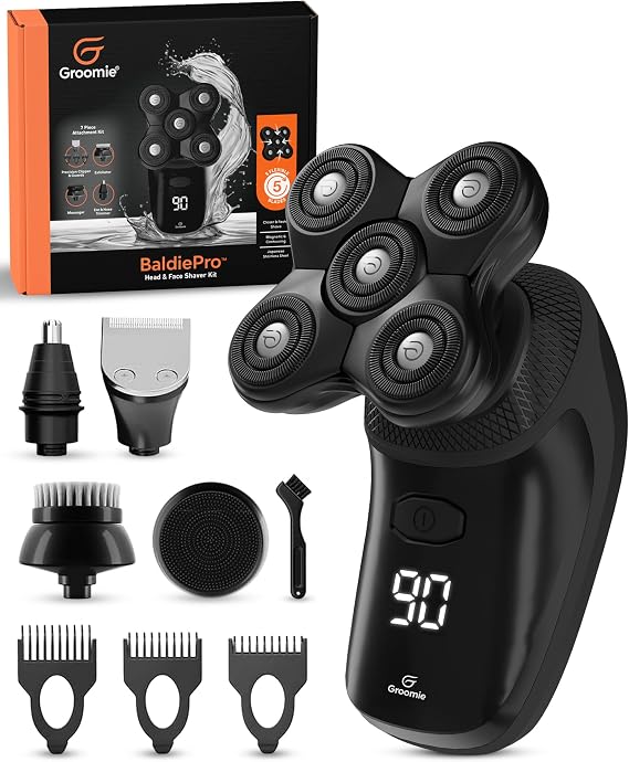 Groomie BaldiePro Cordless Head Shaver Kit for Bald Men, Waterproof