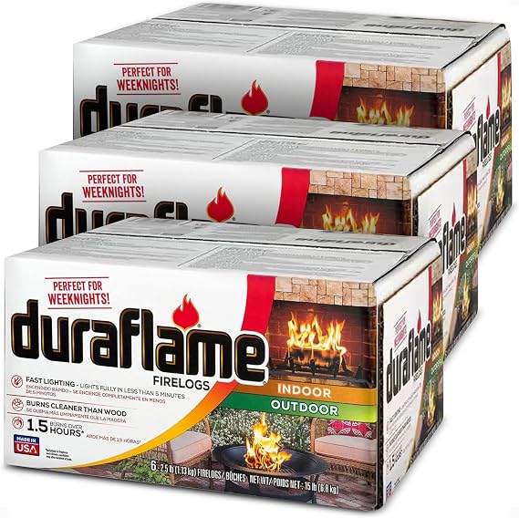 Duraflame Indoor/Outdoor Quick Light Fire Log, 1.5 Hr Burn, 2.5 lb, 18-Pack