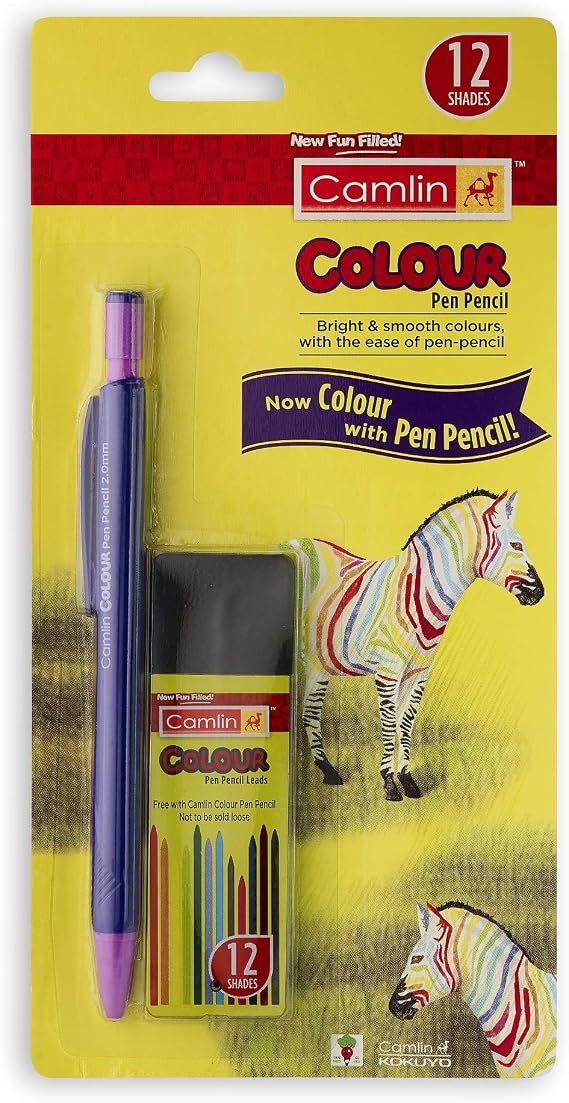 Camlin Colour Pen Pencil with Lead Tube (Multicolour)