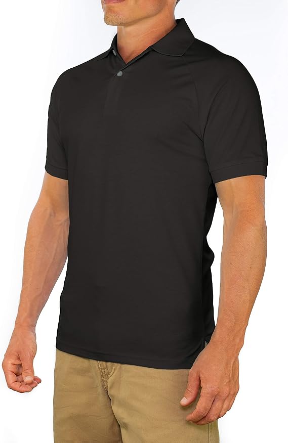 CC Perfect Slim Fit Polo Shirts for Men + Stretch | Breathable Sweat Wicking Short Sleeve Fitted Collared Mens Polo T Shirt