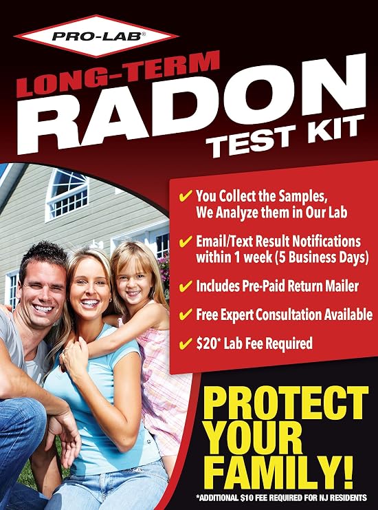 Long Term Radon Test Kit for Home, EPA Approved Radon Detector (1 Kit)