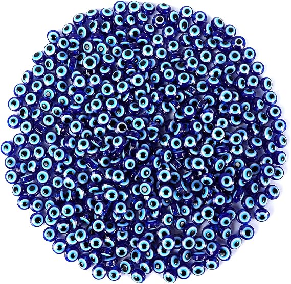400Pcs Blue Evil Eye Beads for Jewelry Making, 8mm Evil Eye Charms | Handmade Resin Turkish Evil Eye Spacer Beads, Tiny Pendant Charms, Round Bead for Bracelets Necklace Earrings DIY Crafts