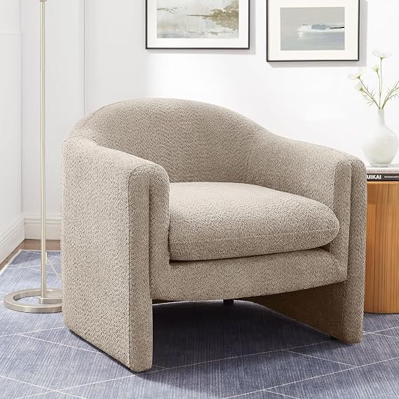 VANOMi 31.2" Comfy Accent Chair, Upholstered Reading Chairs, Camel Boucle | Modern Upholstered Living Room Chairs, Comfy Single Sofa Chair for Bedroom, Office, Waiting Room
