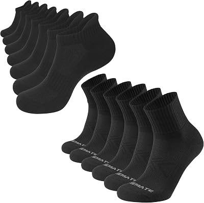 CLOSEMATE 13 Pairs Black Medium Mens Ankle Running Socks and Athletic Socks