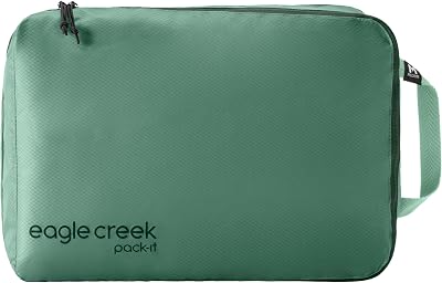 Eagle Creek Pack-It Isolate CleanDirty Packing Cube - Dual Compartment Packing Cubes for Optimizing Luggage Space - Lightweight - Recycled Fabric - Washable - Medium - Willow Green