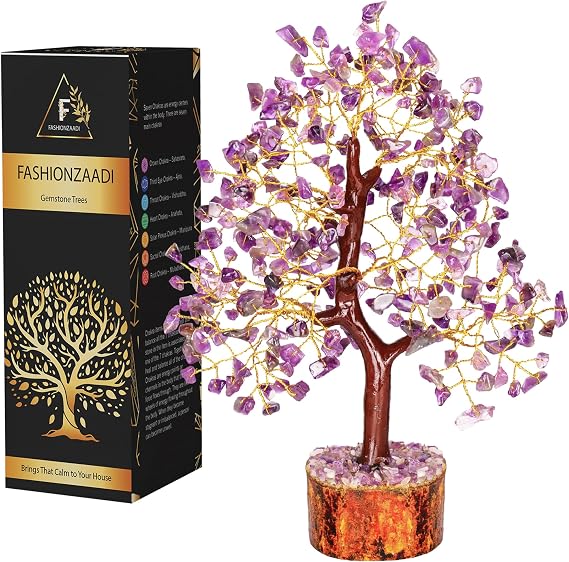 FASHIONZAADI Amethyst Crystal Tree - Amethyst Decor for Positive Energy - Healing Stone Decor - Healing Gifts for Women - Feng Shui Tree - Good Luck Crystals Gifts