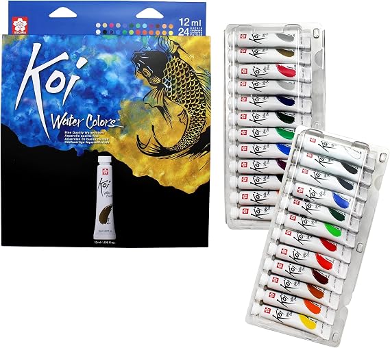 Sakura Koi Watercolor Sets, 24 Colors, 12 ml Tubes