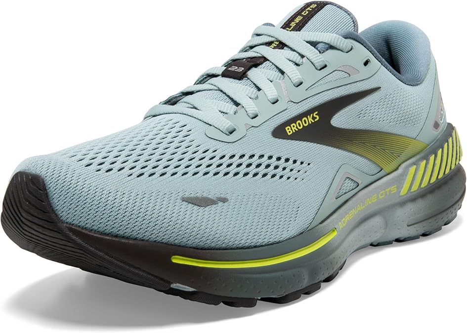 Brooks Men's Adrenaline Gts 23 Sneaker, Cloud Blue/Goblin Blue/Lime , 7