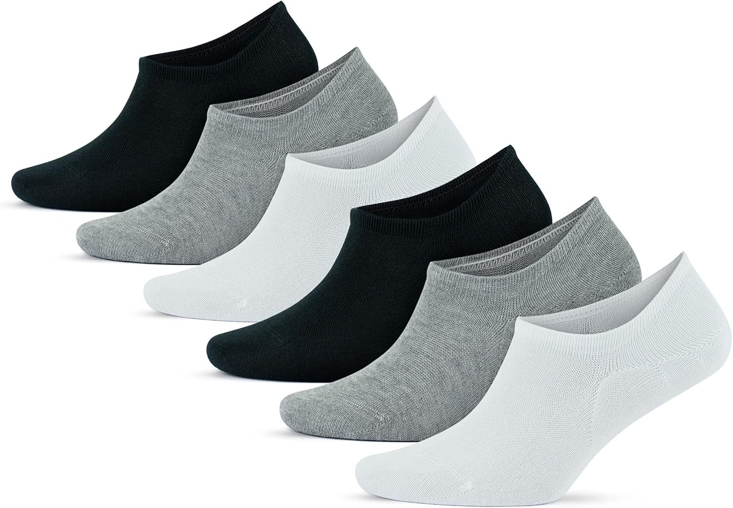 GoWith 3-Piece-6 Bamboo White Gray Black Elastane No Show Invisible Seamless Walking Sports Running Sneakers Women's Socks 2112