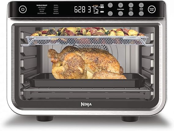 Ninja DT201 Foodi 10-in-1 XL Pro Air Fry Digital Convection Toaster Oven with Dehydrate and Reheat 1800 Watt Stainless Steel Finish
