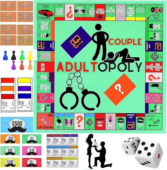 Adultopoly Board Game, Couples Games for Adults, Couples Game Cards Board Game Props, Couples Adult Monopoly Board Games, Date Night Ideas,Couples Date Night Game