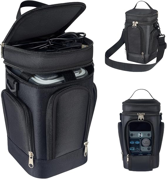 Carrying Case Compatible with Anker SOLIX C300DC and Jackery Explorer 240D Mobile Power Station - Premium Padded Travel Case with Zippered Window and Adjustable Shoulder Straps