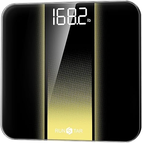 RunStar Digital Bathroom Scale for Body Weight with High Precision, Clear LED Backlight Display, Accurate Scale with Tempered Glass, 400lb