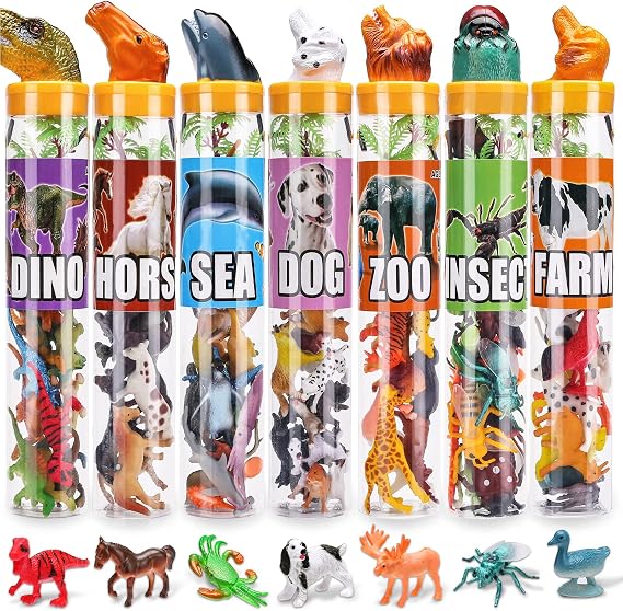 95 Pcs Mini Animal Toys, Assorted Plastic Animals Figurines Bulk for Kids