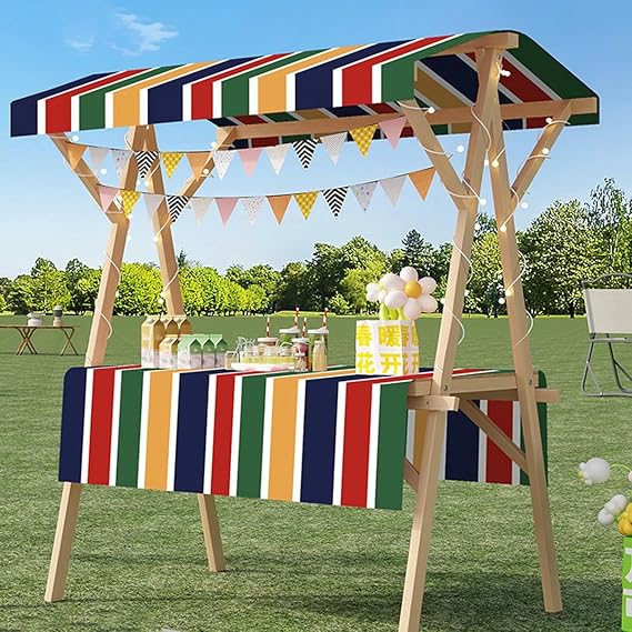 Portable Food Cart with Wheels - Foldable Wooden Market Stall for Hot Dogs, Coffee, Flowers & Candy - Outdoor Concession Stand Booth for Street