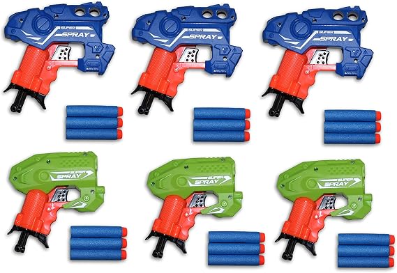 Big Bag of Dart Guns! Mini Foam Dart Blasters Birthday Party Favors (6 Pack)