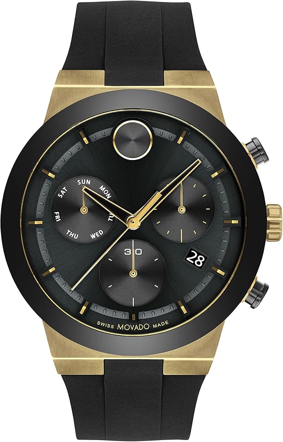 Movado Bold Fusion Men's Watch - Swiss Quartz Chronograph Movement, Silicone Strap - 5 ATM Water Resistance - Luxury Fashion Timepiece for Him - 44.50mm
