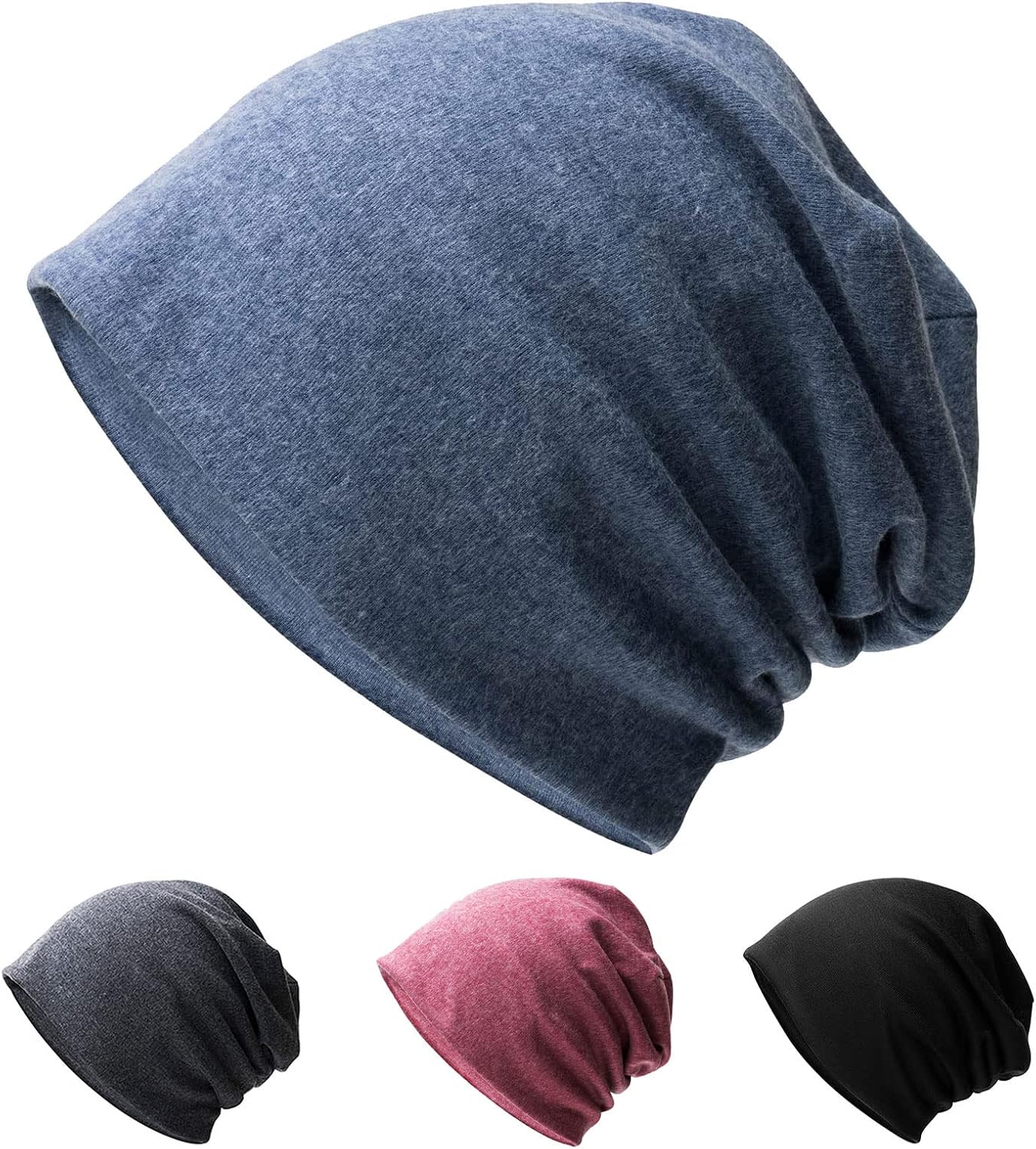 Unisex Slouch Beanie Hat Jersey Beanie Skull Cap Classic Baggy Hat Lightweight and Soft Knitted Cotton Hat Headwear for Men Women