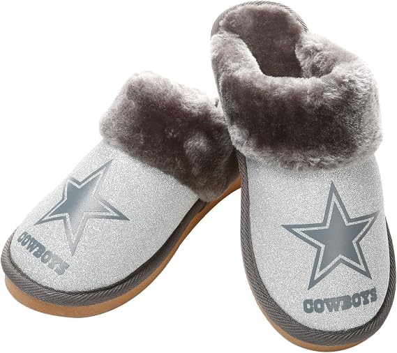 FOCO Womens NFL Team Logo Glitter Open Back Moccasin