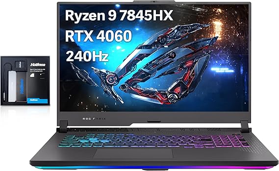 ASUS ROG Strix G17 17.3" 240Hz QHD Gaming Laptop, AMD Ryzen 9-7845HX, 16GB DDR5, 1TB PCIe SSD, GeForce RTX 4060, RGB Backlit Keyboard, WiFi 6E, Win 11 Home, Gray, 128GB Hotface Extension Set