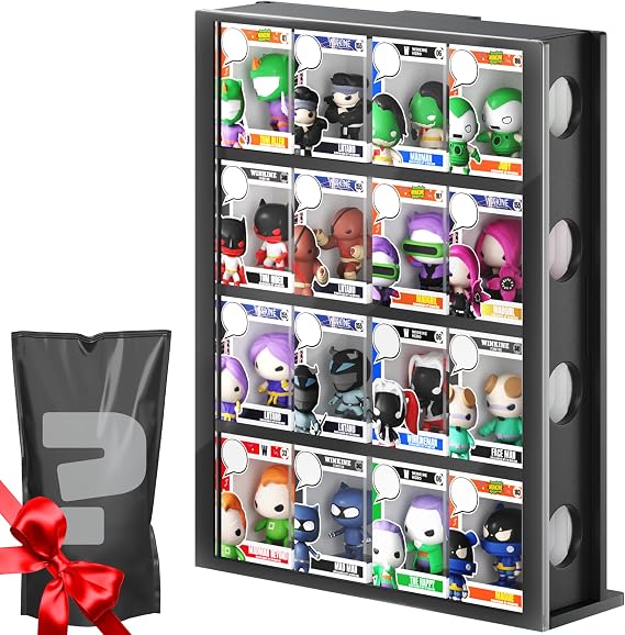 WINKINE Acrylic Bitty Protector Display Case Compatible with Funko Bitty Pop, 4 Tier Clear Bitty Display Shelf, Figure Stand Hard Holder, Figurines Display Stand, Mini Collection Display (Black)