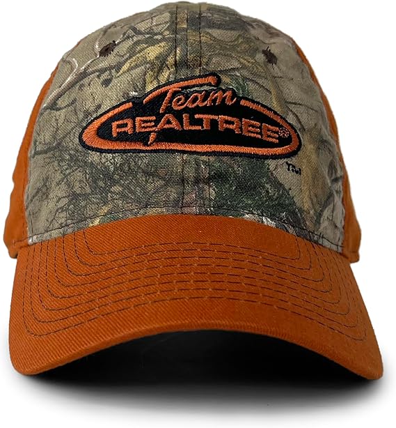 Realtree Logo Waxed Trucker Hat Rugged Outdoor Cap, Camo Back, Adjustable Fit