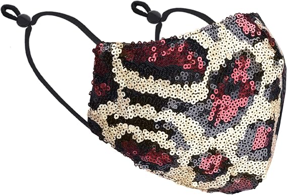 Womens Ladys Sequin Color Fashion Bling Face Nose Mask With Adjustable Ear Loops Washable Reusable Breathable