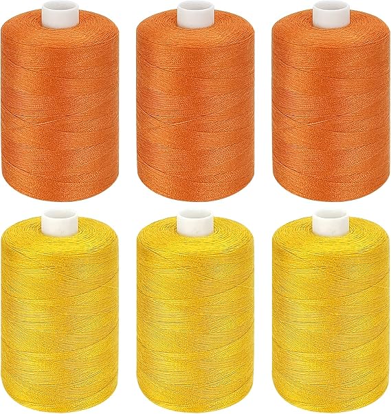 Orange Thread for Sewing, 6 Spools of 1000 Yards Polyester Quilting Thread
