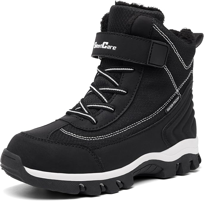 SILENTCARE Boy's Snow Boots Winter Waterproof Slip Resistant Cold Weather Kids Shoes Boots (Toddler/Little Kids/Big Kids)