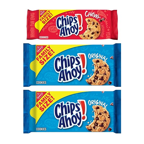 CHIPS AHOY! Original Chocolate Chip Cookies & Chewy Cookies Variety Pack, Family Size, 3 Packs