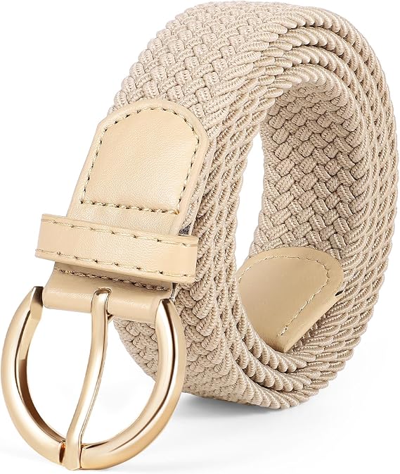JASGOOD Women Men Braided Woven Elastic Stretch Waist Belt Golf Canvas Fabric Casual Belt for Jeans Pants