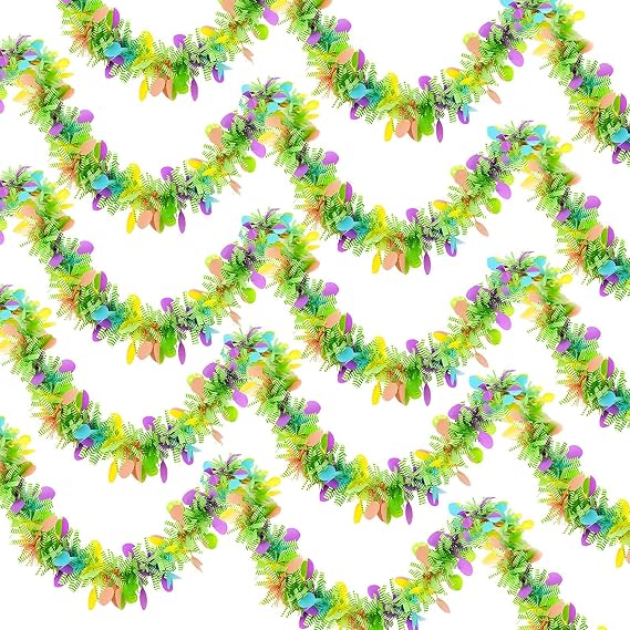 Easter Decorations Tinsel Garlands - 5Pcs Colorful Easter Eggs Metallic Tinsel Twist Garland, 6.6FT Garland for Home Decoration, Hanging Wreath Decorations for Indoors Outdoors Home Party