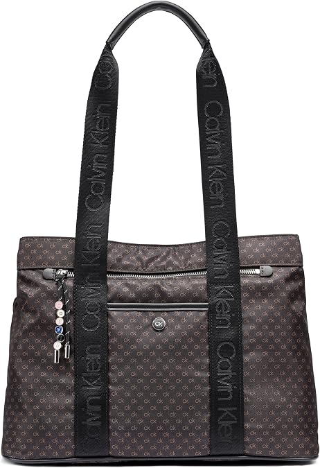 Calvin Klein Caius Triple Compartment Tote, Brown/Khaki/Black, One Size