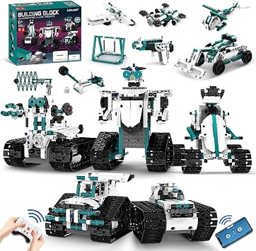 STEM Robot Toys for 8-14, 12 in 1 Remote Control Robotics Toys for Kids, Programmable Building Robot Kit Birthday Present for Science Educational557 Pcs