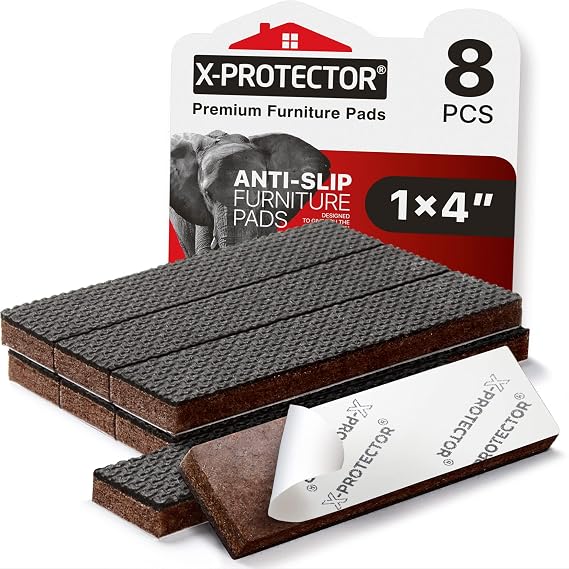 X-PROTECTOR Non-Slip Furniture Pads 8 PC 1x 4 - Rubber Furniture Grippers