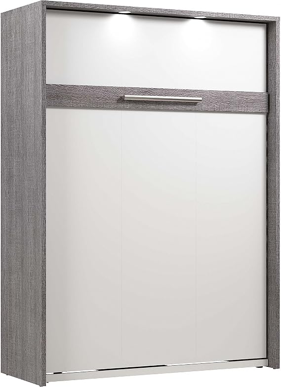 Bestar Full Murphy Bed, Bark Grey & White, Cielo, 60W