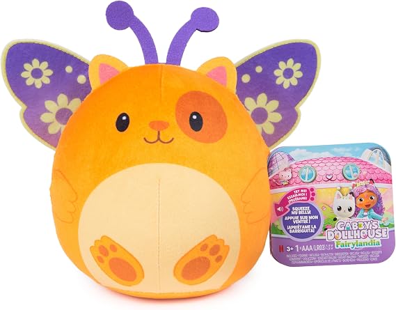 Gabby's Dollhouse, 8-Inch Gabby Girl Purr-ific Plush Soft Doll Toy | Official Plush Toy with Sound, Soft Stuffed Animal, Sensory Play Features, Cuddly Design, Fun Kids Toys for Ages 3+