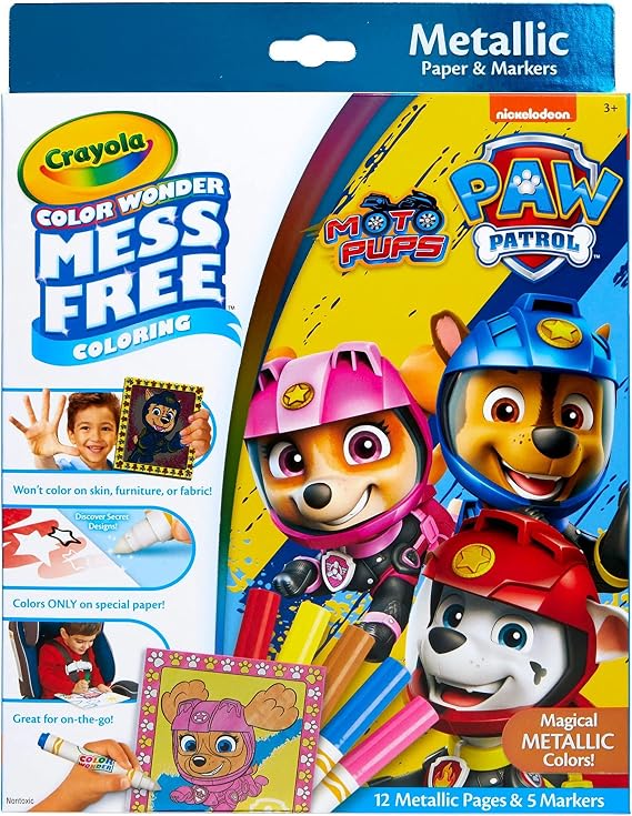 Crayola Paw Patrol Color Wonder Metallic Mess Free Coloring Set, Gift for Kids, 3, 4, 5, 6