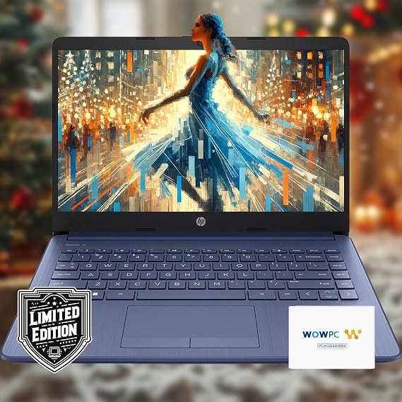 HP 14 Laptop Back to School Limited Edition with Microsoft 365 4-Core Intel CPU 32GB RAM 1600GB Storage (64GB OnBoard + 512GB External + 1TB OneDrive) Royal Blue w/WOWPC Bundle Win 11