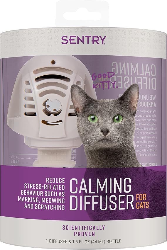 SENTRY PET CARE Sentry Calming Diffuser Cat 1.5oz | Reduces stress & unwanted behaviors like spraying; whole-room pheromone diffuser; 30-day release; includes refill